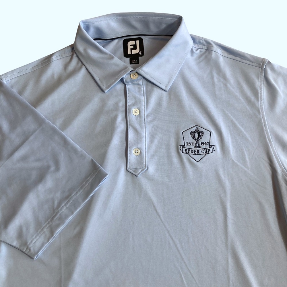 FootJoy Ryder Cup Mens Golf Polo Shirt Light Blue Short Sleeve Size Large FJ